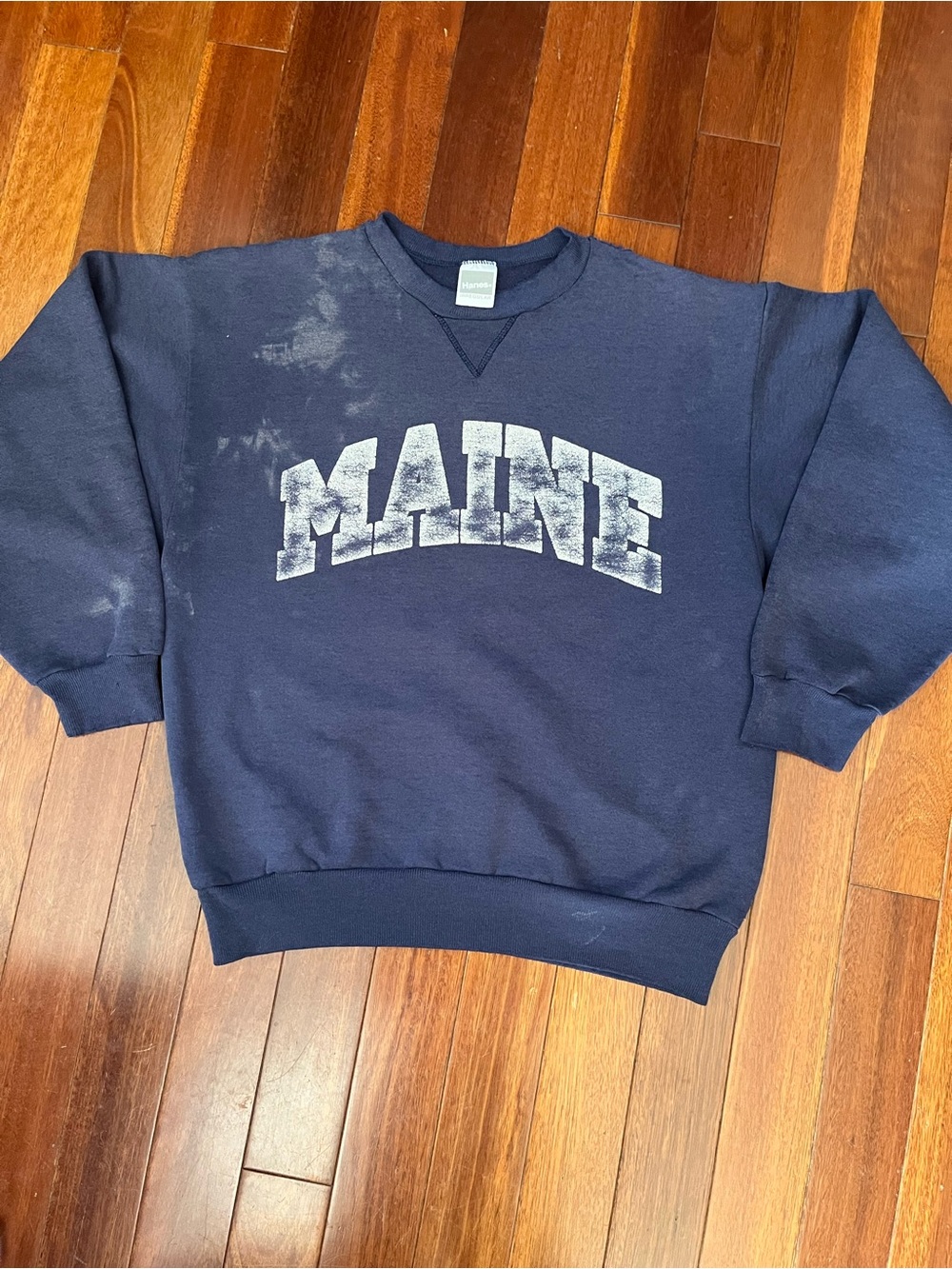 Vintage 80s Distessed Maine Hanes Irregular Crewneck Sweatshirt Small